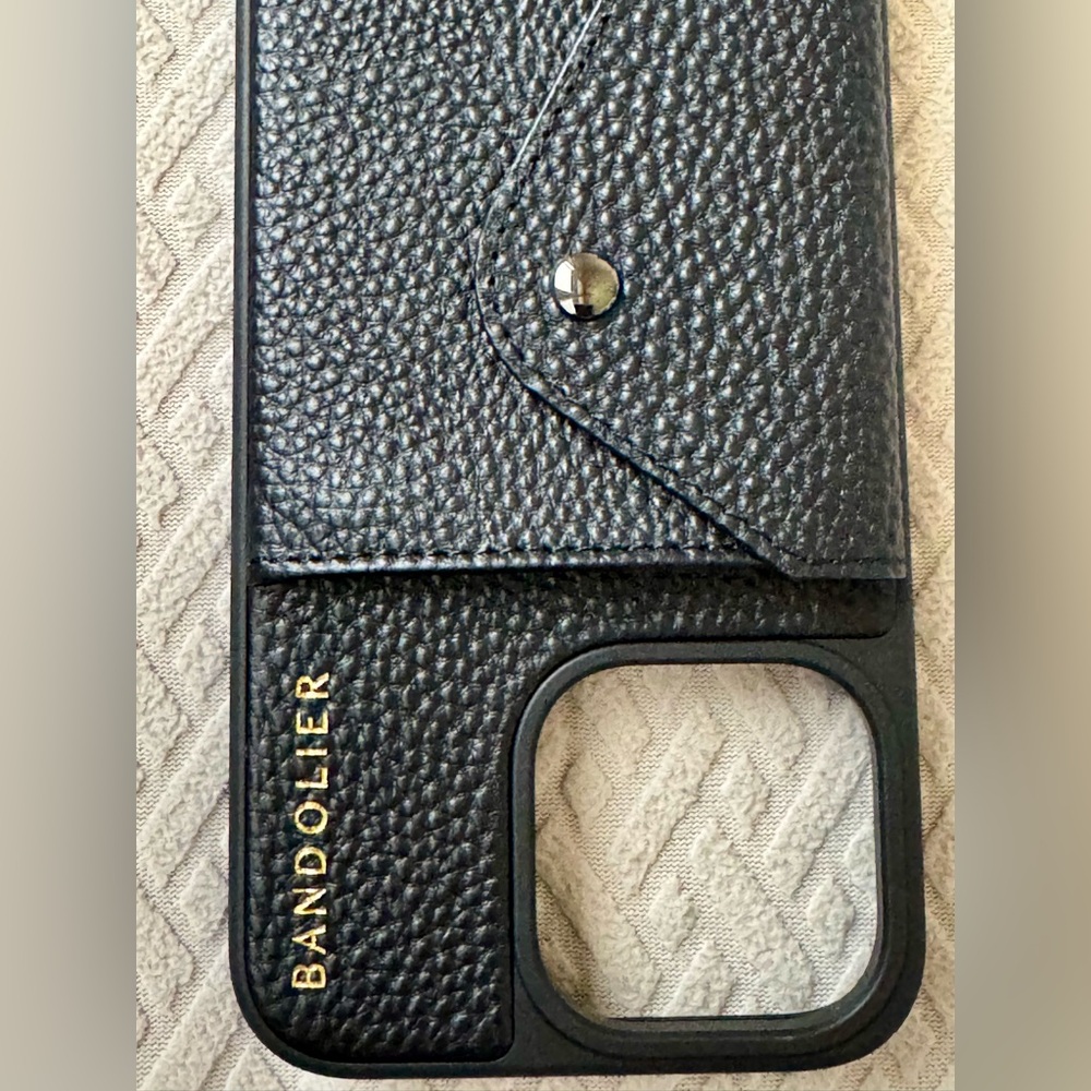 Bandolier Black Leather Crossbody Phone Case - Picture 10 of 12